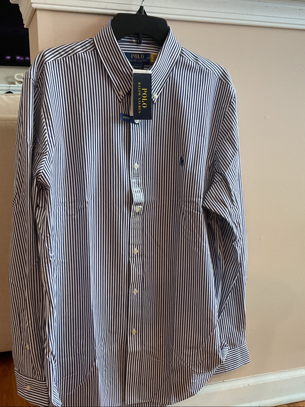 Polo by Ralph Lauren Blue & White Striped Button-Down Dress Shirt